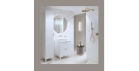 Ensemble de 2 meubles de salle de bain collection CHIC coloris blanc et doré. Meuble sous vasque