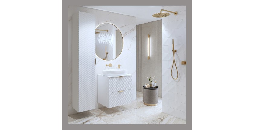 Ensemble de 2 meubles de salle de bain collection CHIC coloris blanc et doré. Meuble sous vasque