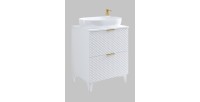Ensemble de 2 meubles de salle de bain collection CHIC coloris blanc et doré. Meuble sous vasque