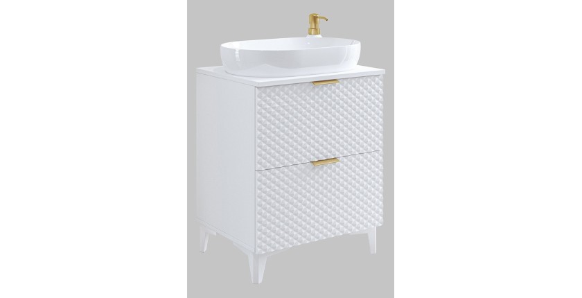 Ensemble de 2 meubles de salle de bain collection CHIC coloris blanc et doré. Meuble sous vasque