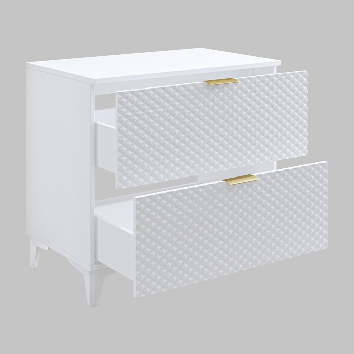 Conjunto de 2 muebles de baño colección CHIC color blanco y dorado. Mueble bajo lavabo 80cm