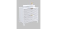 Set di 2 mobili da bagno collezione CHIC colori bianco e dorato. Mobile sotto lavabo 80cm.
