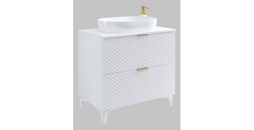 Set di 2 mobili da bagno collezione CHIC colori bianco e dorato. Mobile sotto lavabo 80cm.