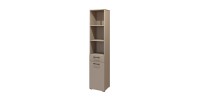 Ensemble de meuble de rangement pour machine à laver et sèche-linge collection WASHING – Taupe et chêne