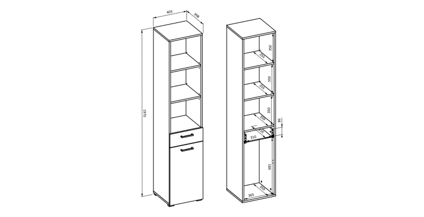 Conjunto de muebles de almacenamiento para lavadora colección WASHING – Mueble bajo y mueble alto – Topo y roble