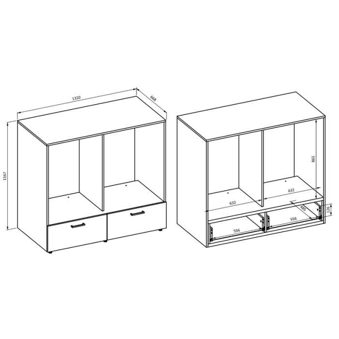 Mueble de almacenamiento para lavadora y secadora colección WASHING – 2 cajones – Topo y roble