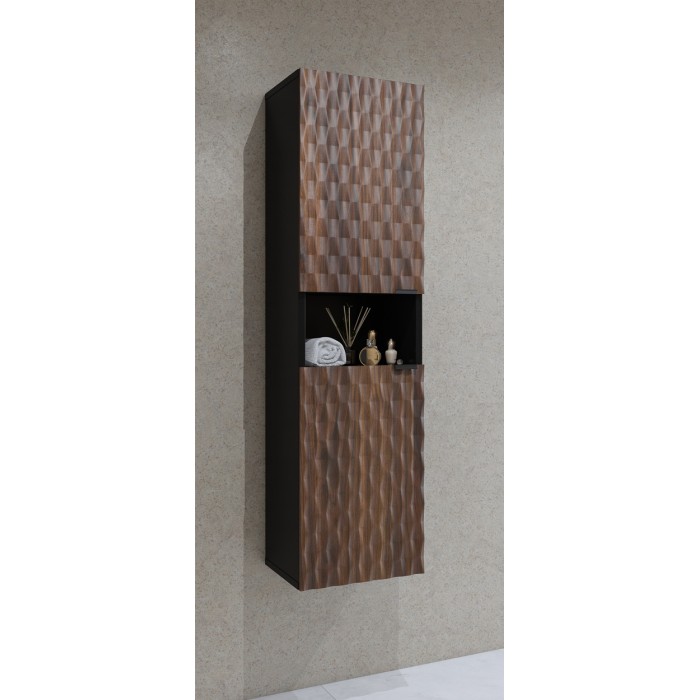 Kolomkast badkamer collectie KING - Donker eiken en zwart