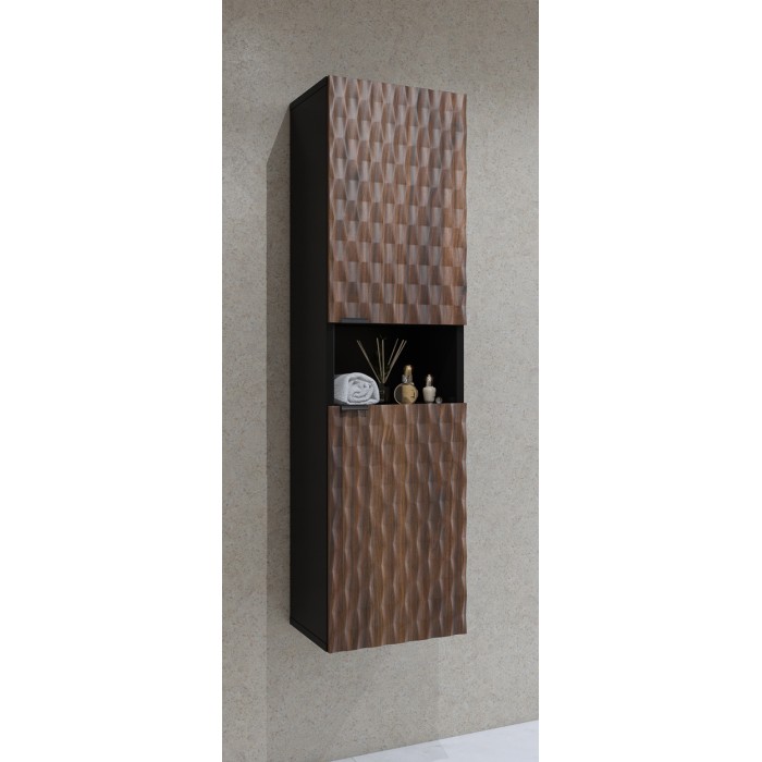 Kolomkast badkamer collectie KING - Donker eiken en zwart