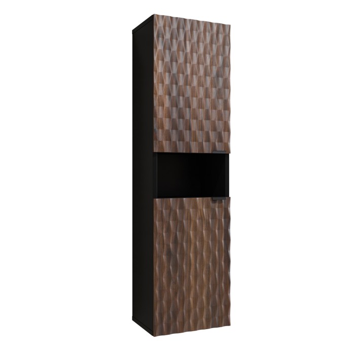 Kolomkast badkamer collectie KING - Donker eiken en zwart