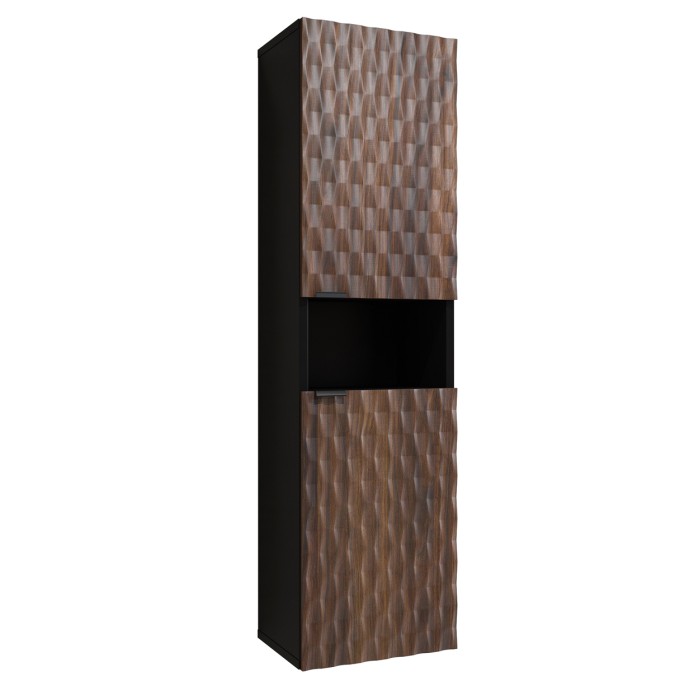 Colonne de salle de bain collection KING – Chêne foncé et noir