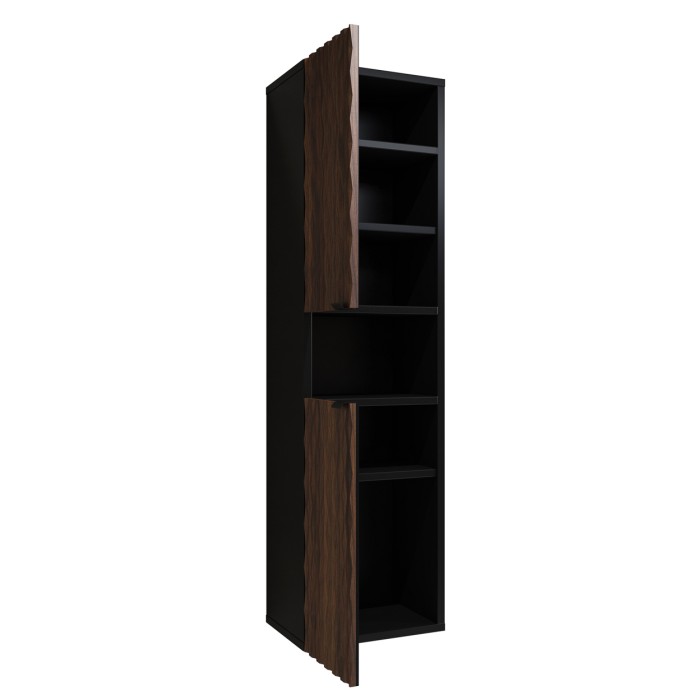 Kolomkast badkamer collectie KING - Donker eiken en zwart