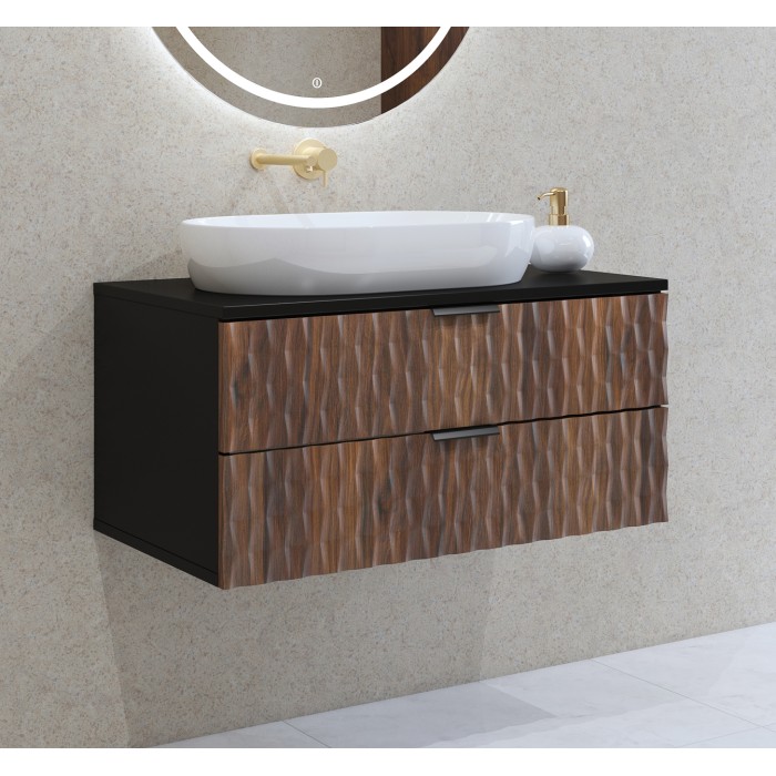 Mobile sottolavabo collezione KING – Rovere scuro e nero – 60 cm