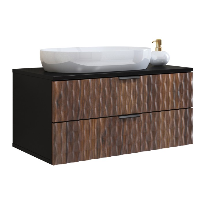 Mobile sottolavabo collezione KING – Rovere scuro e nero – 60 cm