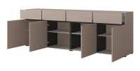 Buffet XL kleur beige en zwart 225cm collectie HAVANA. Dressoir design met 4 deuren en 4 laden.