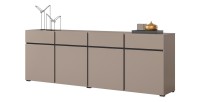 Buffet XL kleur beige en zwart 225cm collectie HAVANA. Dressoir design met 4 deuren en 4 laden.