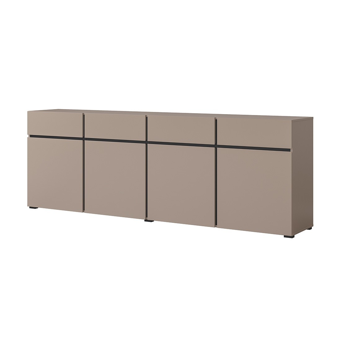 Buffet XL kleur beige en zwart 225cm collectie HAVANA. Dressoir design met 4 deuren en 4 laden.