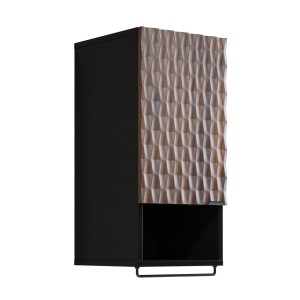 Set di 3 mobili da bagno KING – Rovere scuro e nero - 80 cm