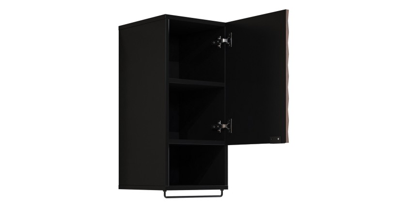 Set di 3 mobili da bagno KING – Rovere scuro e nero - 80 cm