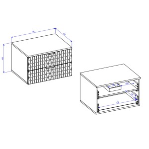 Ensemble de 3 meubles de salle de bain KING – Chêne foncé et noir - 60 cm