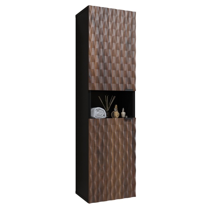 Ensemble de 3 meubles de salle de bain KING – Chêne foncé et noir - 80 cm