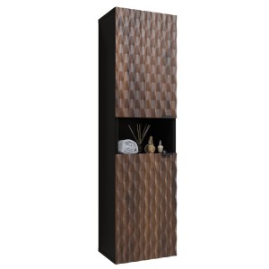 Set di 3 mobili da bagno KING – Rovere scuro e nero - 80 cm