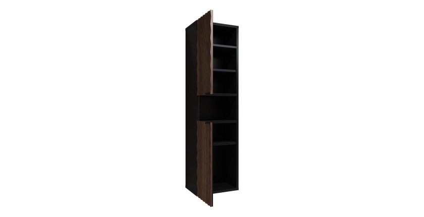 Set di 3 mobili da bagno KING – Rovere scuro e nero - 80 cm