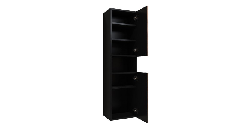 Set di 3 mobili da bagno KING – Rovere scuro e nero - 80 cm