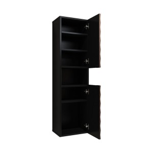 Set di 3 mobili da bagno KING – Rovere scuro e nero - 80 cm