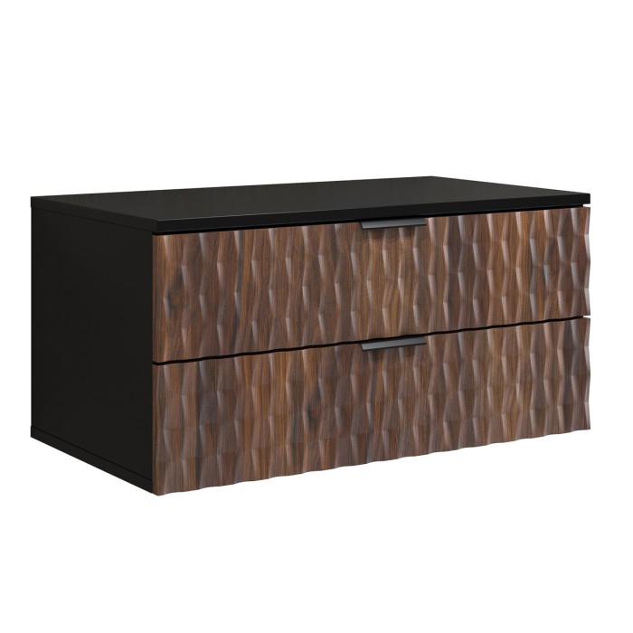 Set di 3 mobili per bagno KING – Rovere scuro e nero - 80 cm