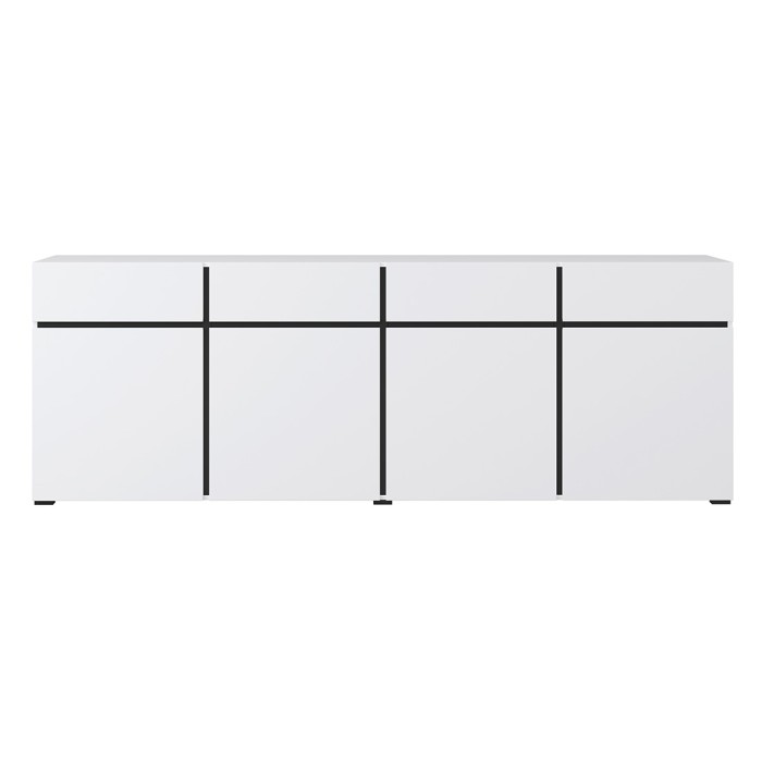 Buffet XL in wit en zwart 225cm collectie HAVANA. Dressoir design met 4 deuren en 4 laden.