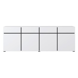 Buffet XL in Weiß und Schwarz, 225 cm, Kollektion HAVANA. Sideboard im Design mit 4 Türen und 4 Schubladen.