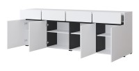 Buffet XL in Weiß und Schwarz, 225 cm, Kollektion HAVANA. Sideboard im Design mit 4 Türen und 4 Schubladen.