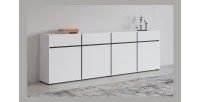 Buffet XL in Weiß und Schwarz, 225 cm, Kollektion HAVANA. Sideboard im Design mit 4 Türen und 4 Schubladen.