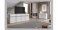 Buffet XL in Weiß und Schwarz, 225 cm, Kollektion HAVANA. Sideboard im Design mit 4 Türen und 4 Schubladen.