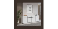 Buffet XL in Weiß und Schwarz, 225 cm, Kollektion HAVANA. Sideboard im Design mit 4 Türen und 4 Schubladen.