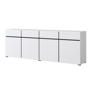 Buffet XL in Weiß und Schwarz, 225 cm, Kollektion HAVANA. Sideboard im Design mit 4 Türen und 4 Schubladen.