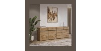 Buffet XL Eichenfarben und Schwarz 225cm Kollektion HAVANA. Sideboard Design mit 4 Türen und 4 Schubladen.