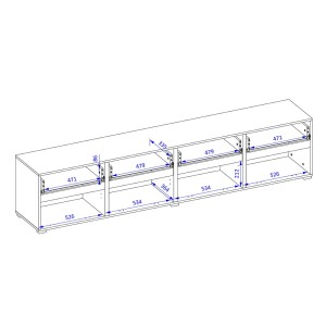 Mueble para TV XL en colores blanco y negro 225cm colección HAVANA. Mueble de diseño con 4 puertas y 4 cajones.