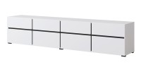 Mueble para TV XL en colores blanco y negro 225cm colección HAVANA. Mueble de diseño con 4 puertas y 4 cajones.