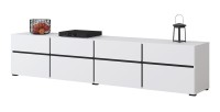 Mueble para TV XL en colores blanco y negro 225cm colección HAVANA. Mueble de diseño con 4 puertas y 4 cajones.
