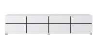 Mueble para TV XL en colores blanco y negro 225cm colección HAVANA. Mueble de diseño con 4 puertas y 4 cajones.