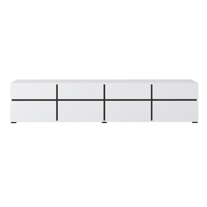 Mueble de TV XL color blanco y negro 225cm colección HAVANA. Mueble de diseño con 4 puertas y 4 cajones.