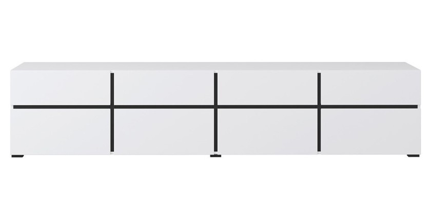 Mueble para TV XL en colores blanco y negro 225cm colección HAVANA. Mueble de diseño con 4 puertas y 4 cajones.