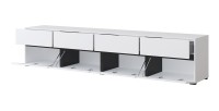 Mueble para TV XL en colores blanco y negro 225cm colección HAVANA. Mueble de diseño con 4 puertas y 4 cajones.