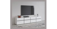 Mueble para TV XL en colores blanco y negro 225cm colección HAVANA. Mueble de diseño con 4 puertas y 4 cajones.