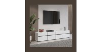 Mueble para TV XL en colores blanco y negro 225cm colección HAVANA. Mueble de diseño con 4 puertas y 4 cajones.