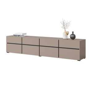 Mobile TV XL colore beige e nero 225cm collezione HAVANA. Mobile design con 4 porte e 4 cassetti.