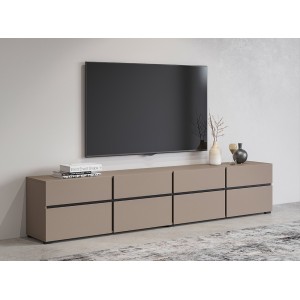 Mobile TV XL colore beige e nero 225cm collezione HAVANA. Mobile design con 4 porte e 4 cassetti.