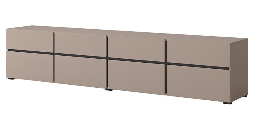 Mueble TV XL en colores beige y negro 225cm colección HAVANA. Mueble de diseño con 4 puertas y 4 cajones.