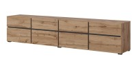 Mobile TV XL colori rovere e nero 225cm collezione HAVANA. Mobile design con 4 porte e 4 cassetti.